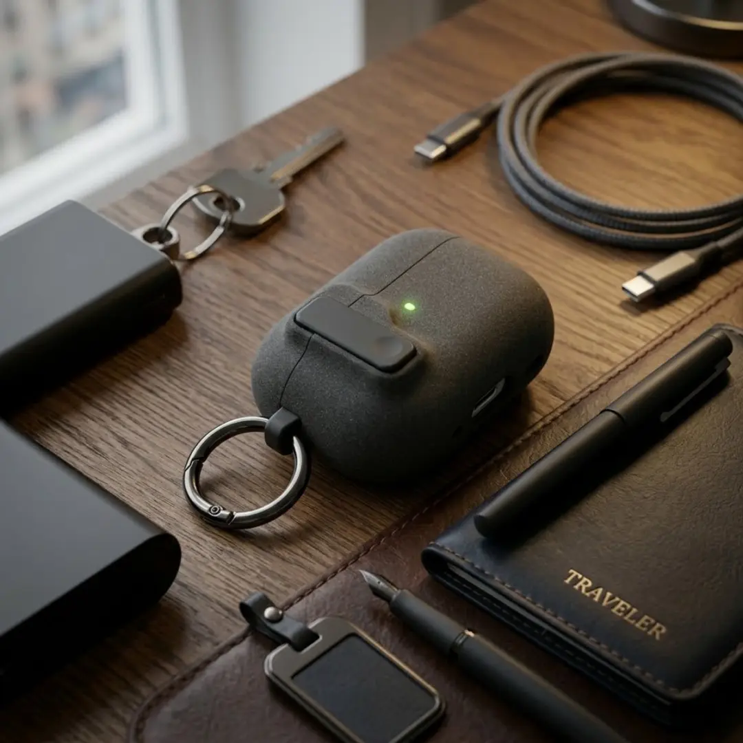 NUVEX Beschermhoes AirPods Pro 2 Donkergrijs - met sleutelring