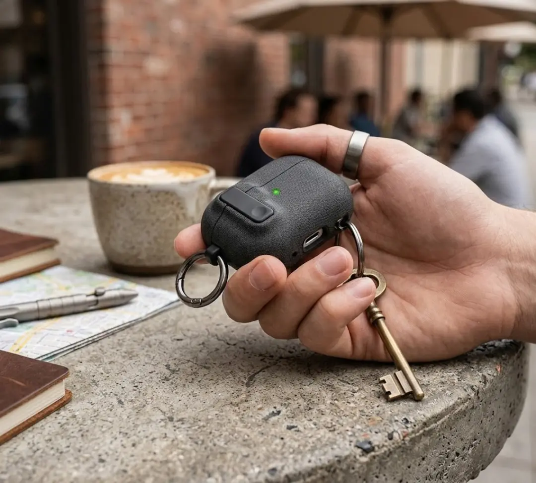 NUVEX Beschermhoes AirPods Pro 2 Donkergrijs - met sleutelring