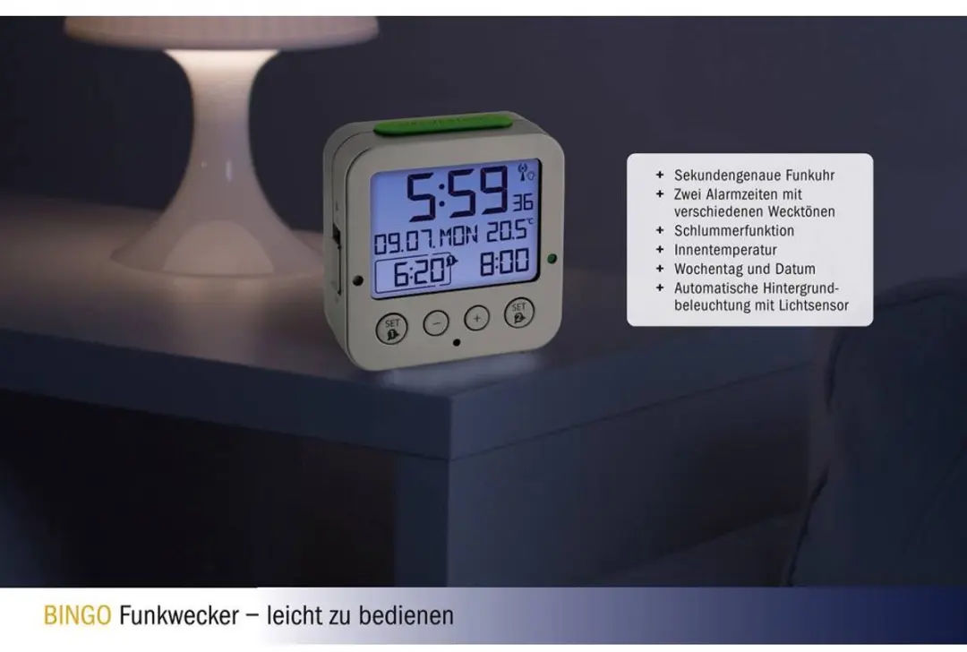 TFA Dostmann 60.2528.54 Wekker Zilver - 2 Wektijden