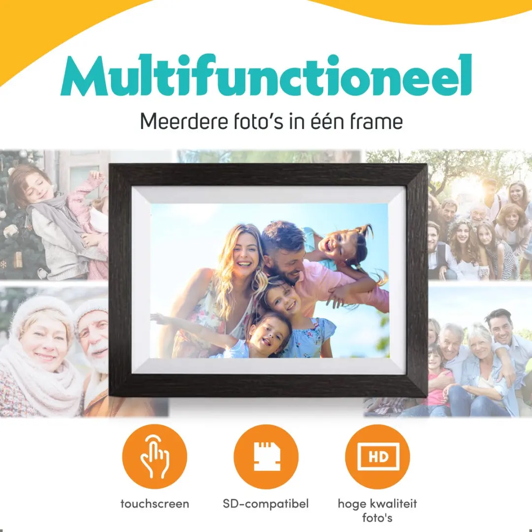 Pora&Co Digitale Fotolijst DASADASFAS123 - 10.1" HD IPS - WiFi/Frameo - Zwart/Hout - afbeelding 6 van 6