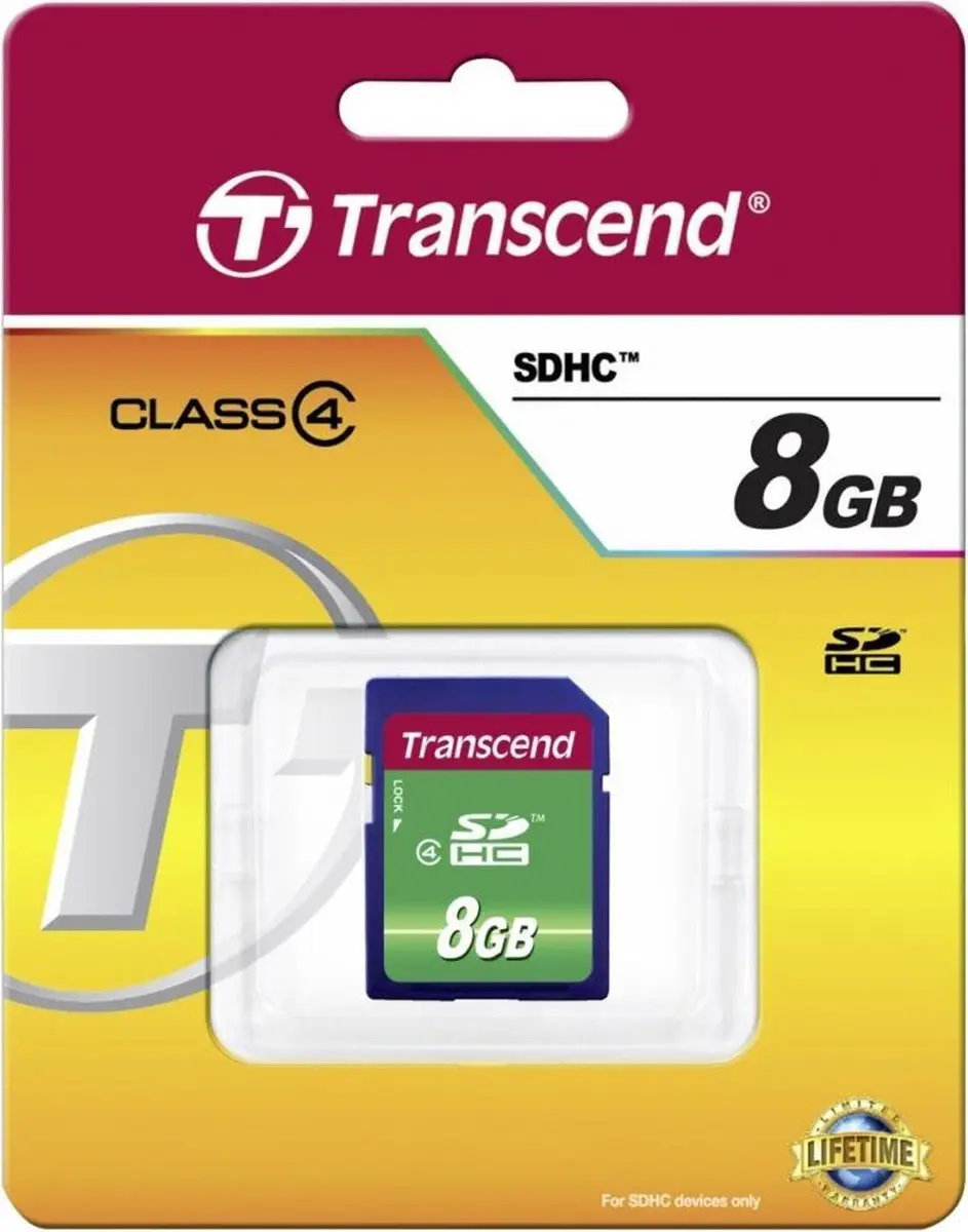 Transcend 8GB SDHC TS8GSDHC4 Geheugenkaart