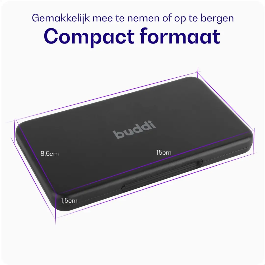 Buddi SD Kaart Houder - 20x SD/TF Kaarten - Zwart