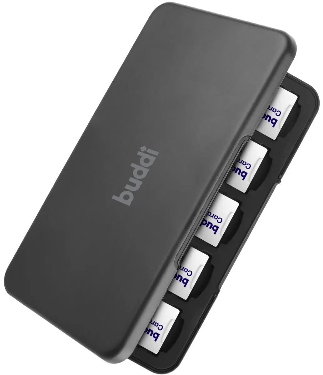Buddi SD Kaart Houder - 20x SD/TF Kaarten - Zwart