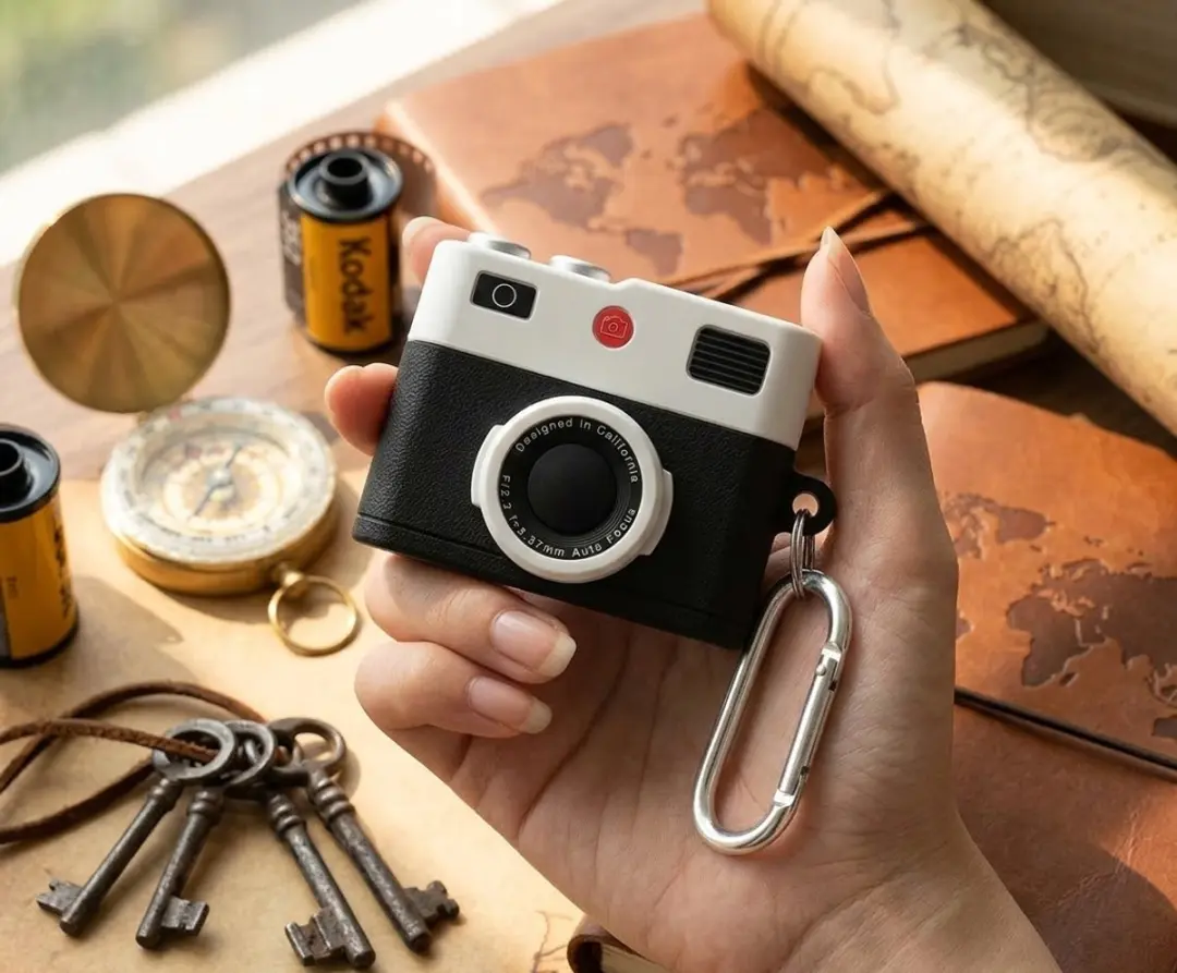 NUVEX AirPods Pro 2 Hoesje - Zwart - Retro Camera Design