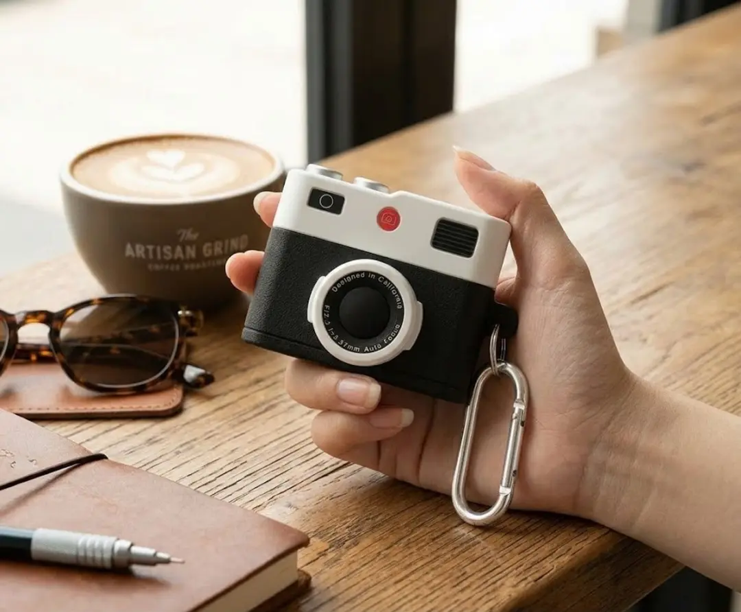 NUVEX AirPods Pro 2 Hoesje - Zwart - Retro Camera Design