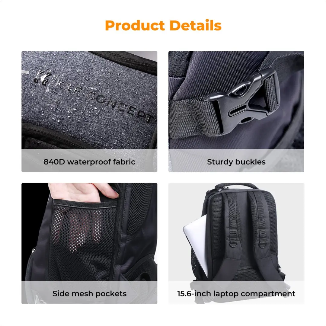 K&F Concept Nature Wanderer 08 25L Rugzak - 4 Lenzen - Zwart