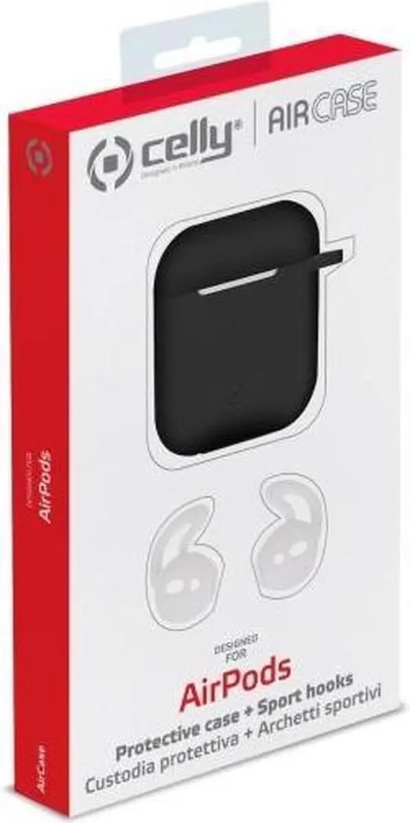 Celly AIRCASEBK Hoesje - Apple AirPods 1/2 Gen - Zwart