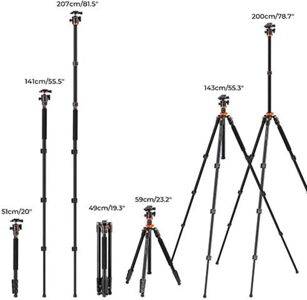 K&F Concept KF09.087V5 Statief - 3 Secties - Zwart Oranje