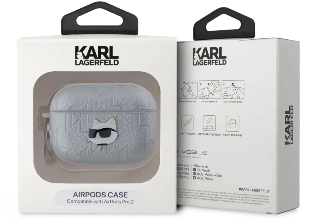 Karl Lagerfeld Choupette Hoesje AirPods Pro 2 - Zilver KLAP2PGCHPS