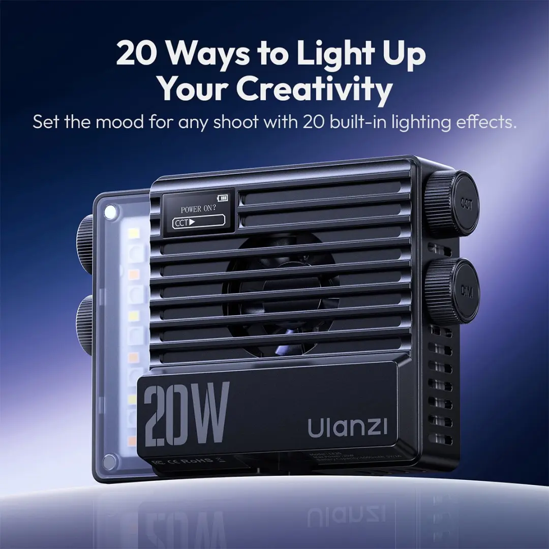 Ulanzi LE20 RGB LED Videolamp 20W - Zwart