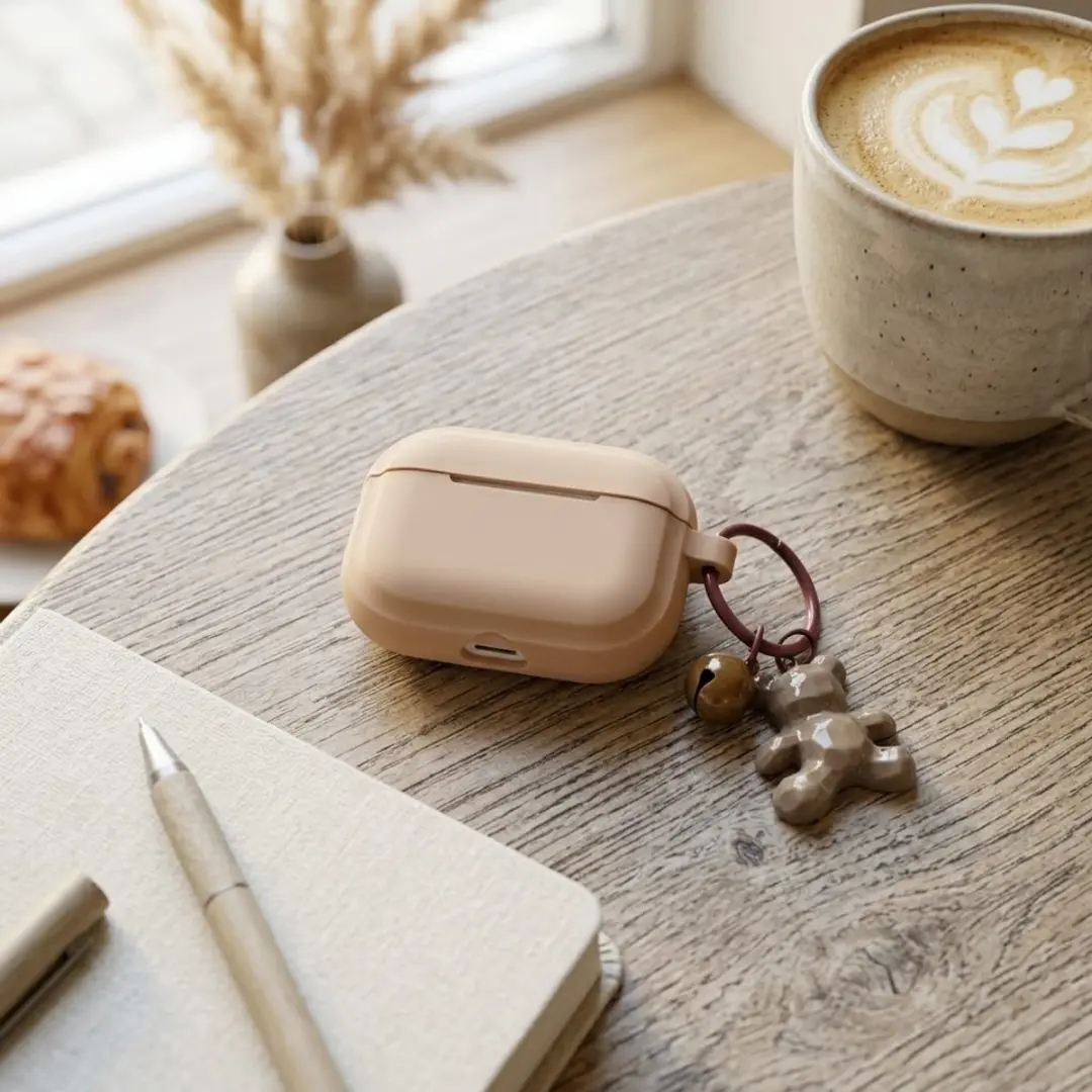 NuveX Abrikoos AirPods Pro 2 Hoesje - met Beer Hanger & Bel