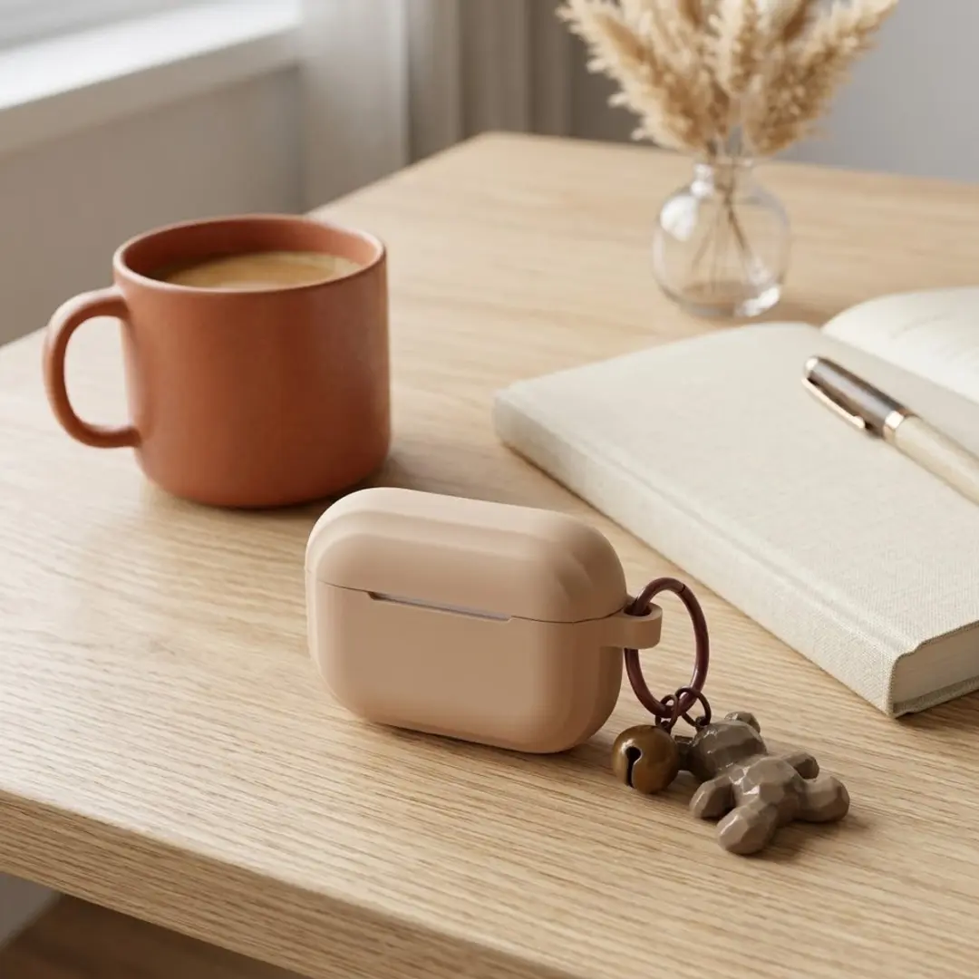 NuveX Abrikoos AirPods Pro 2 Hoesje - met Beer Hanger & Bel