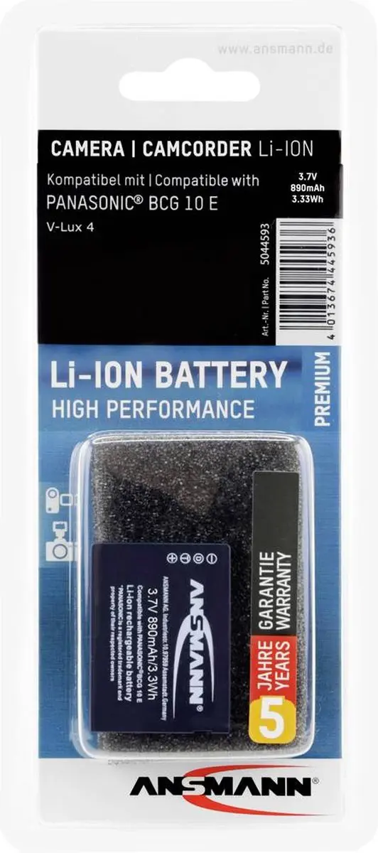 Ansmann A-Pan BCG 10 E Li-ion Accupack 900mAh