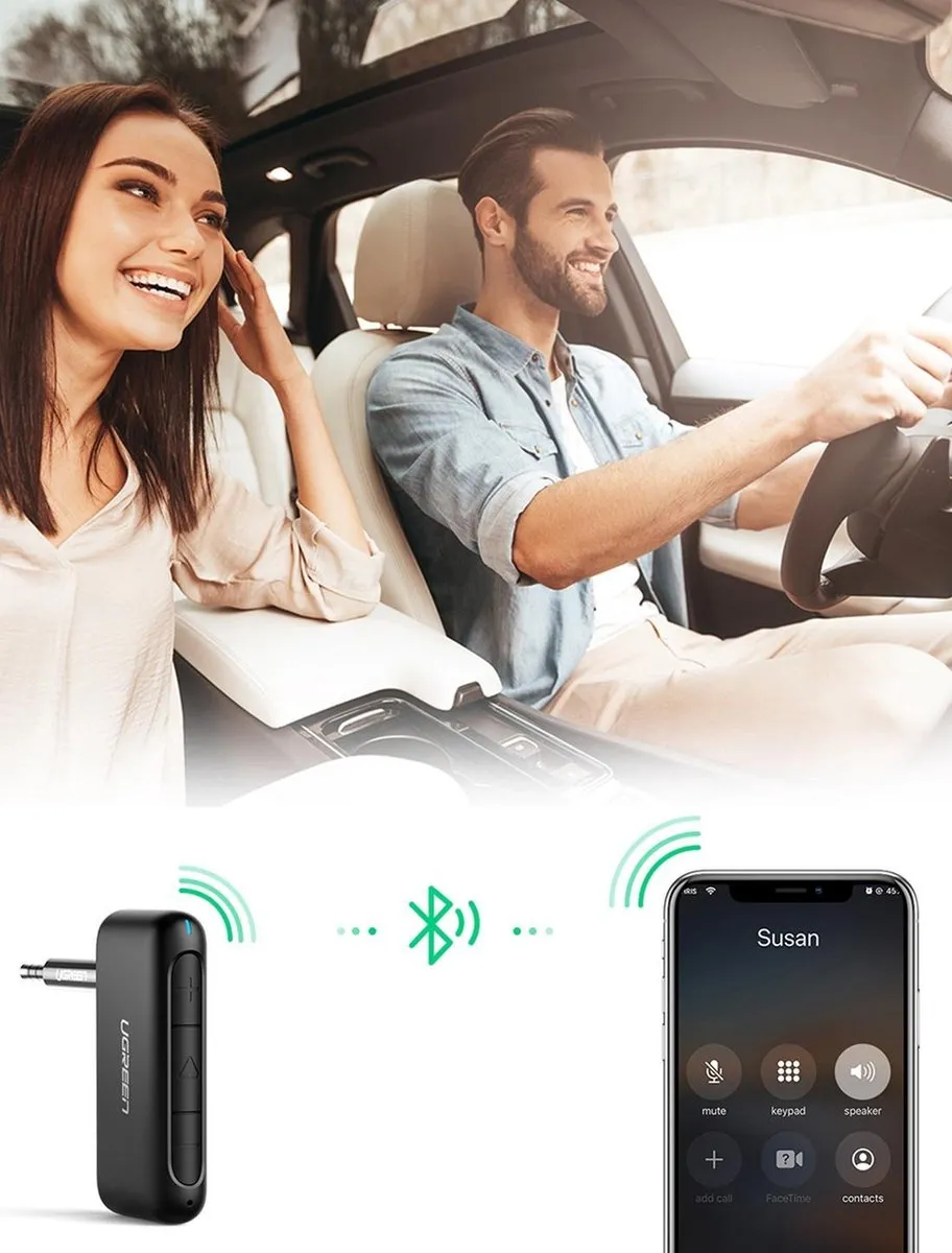 UGREEN Bluetooth Audio Receiver 3.5mm Jack - Zwart