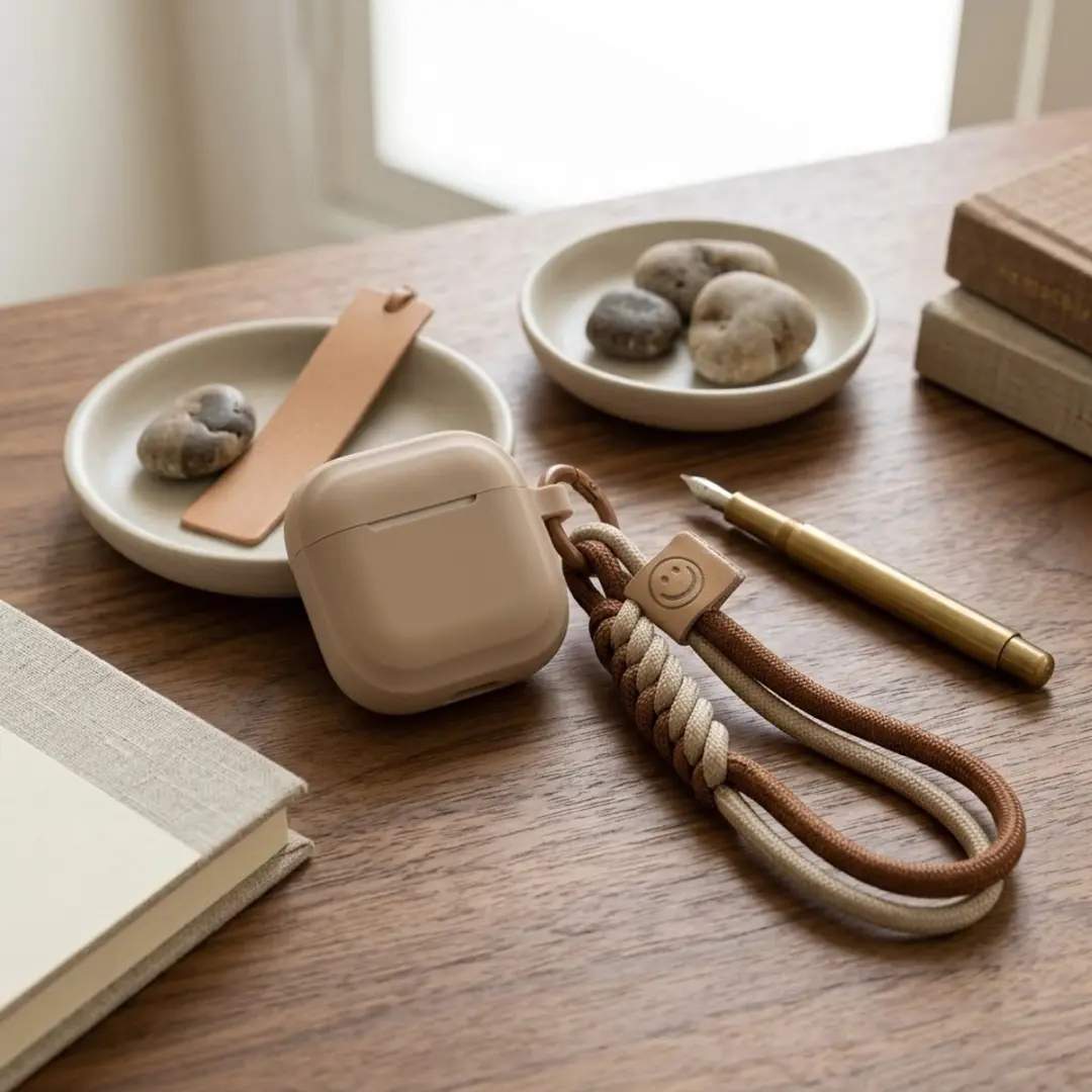 NuveX Hoesje AirPods Pro 2 - Abrikoos met koord & karabijnhaak
