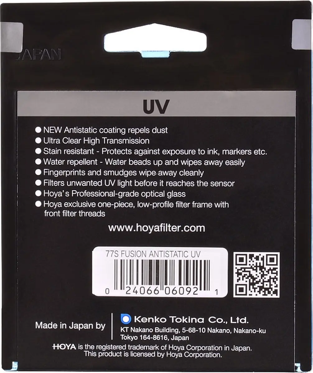 Hoya Fusion Antistatic UV Filter 37mm - Zwart