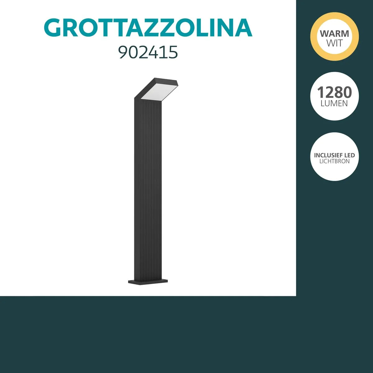 Eglo Grottazzolina Staande Lamp Buiten LED 10W - Zwart/Melkkleurig - afbeelding 6 van 6