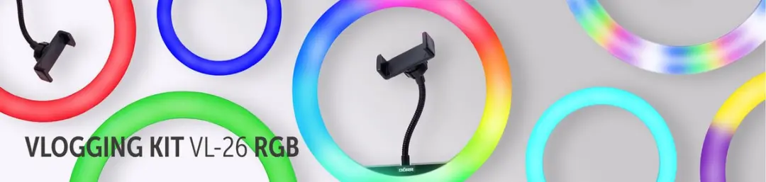 Dörr Vlogging Kit VL-26 RGB LED-ringlamp - Smartphonehouder