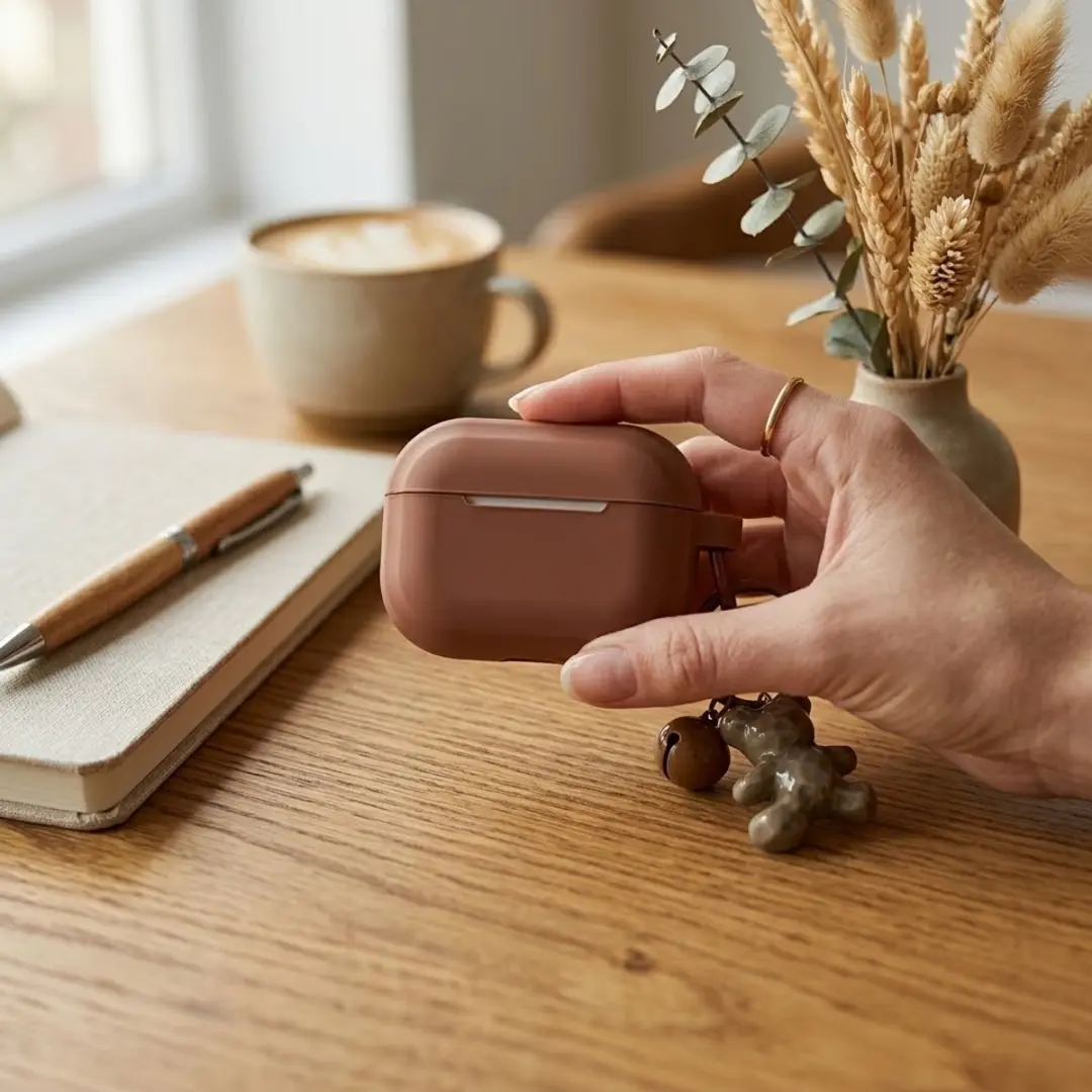 NuveX Hoesje AirPods Pro 2 Khaki - met beerhanger en bel