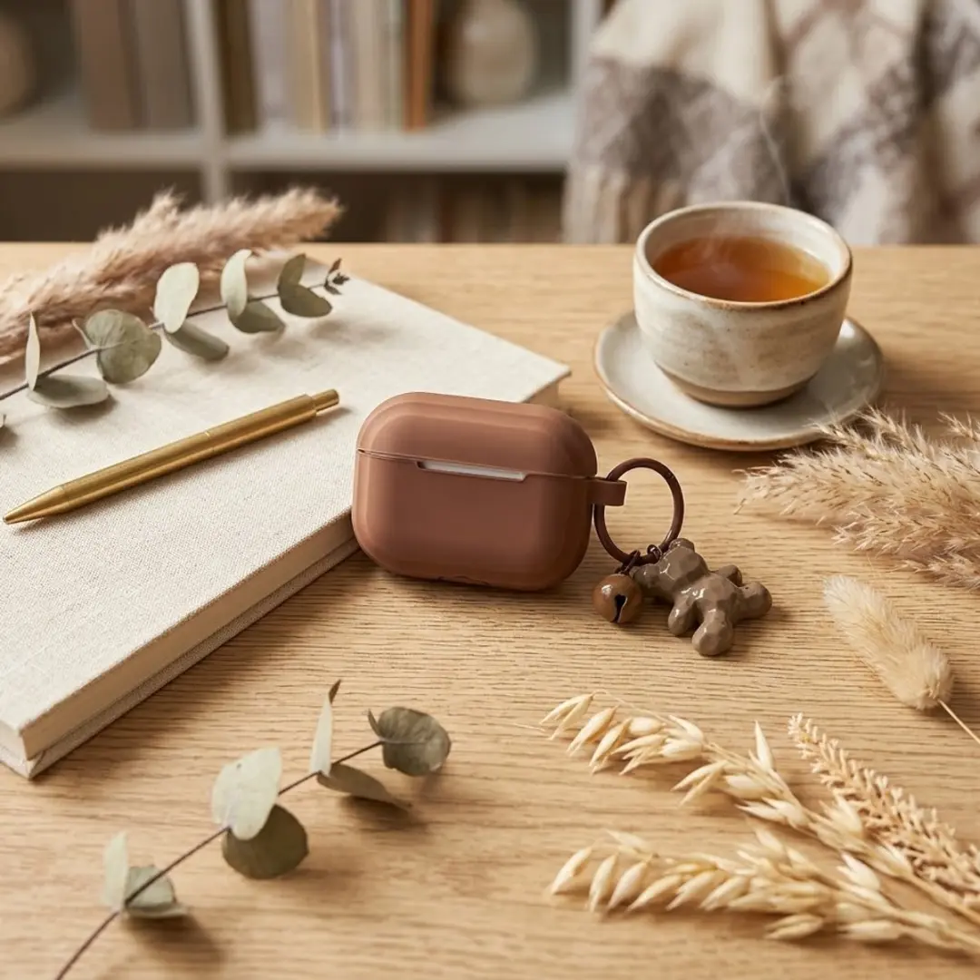 NuveX Hoesje AirPods Pro 2 Khaki - met beerhanger en bel