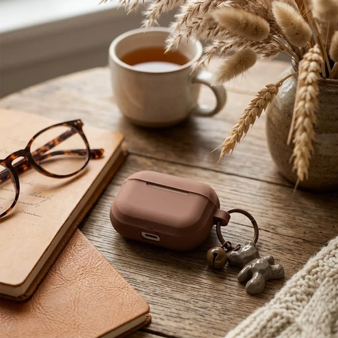 NuveX Hoesje AirPods Pro 2 Khaki - met beerhanger en bel