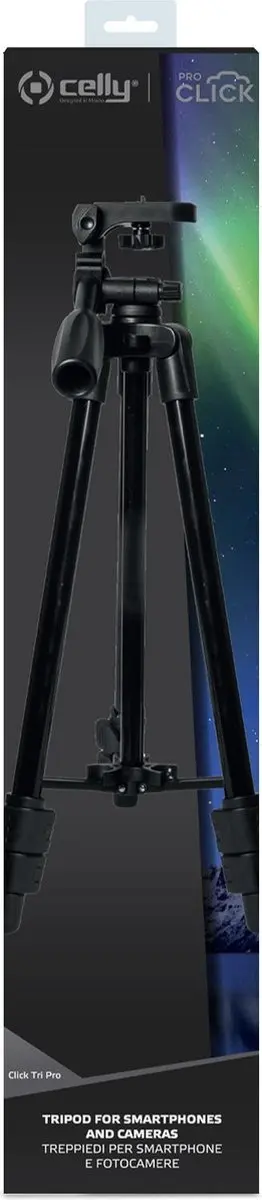 Celly Professional Tripod BK - 3 Secties - Smartphone/Actioncam - Zwart