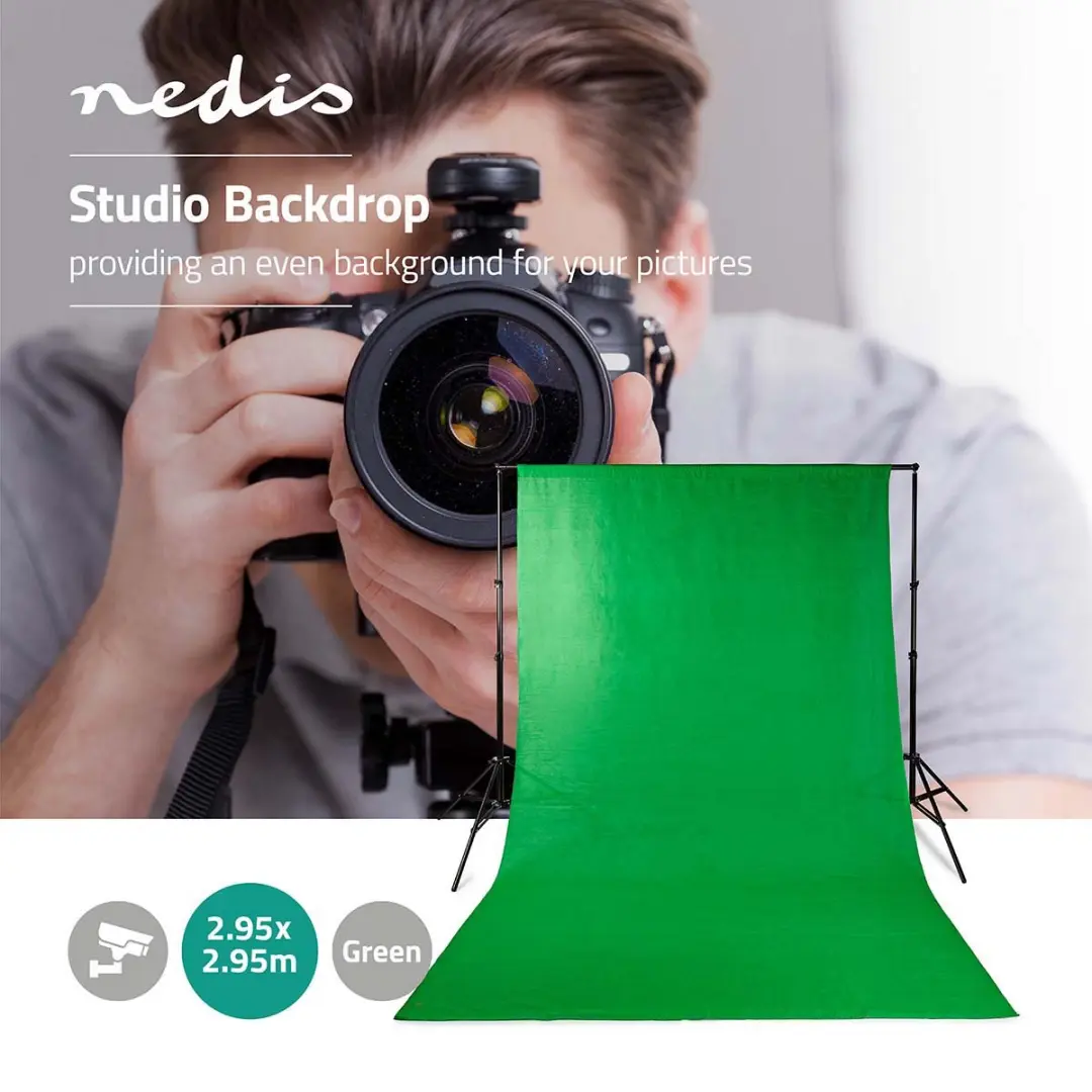 Nedis Achtergronddoek 2,95x2,95m - Groen