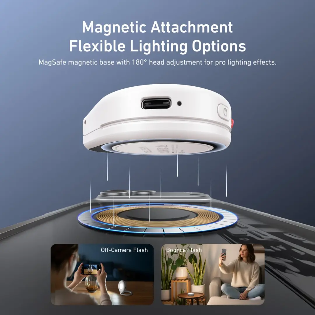 Telesin P5-BGD-17 Magnetische Ringlamp - Wit - afbeelding 4 van 6