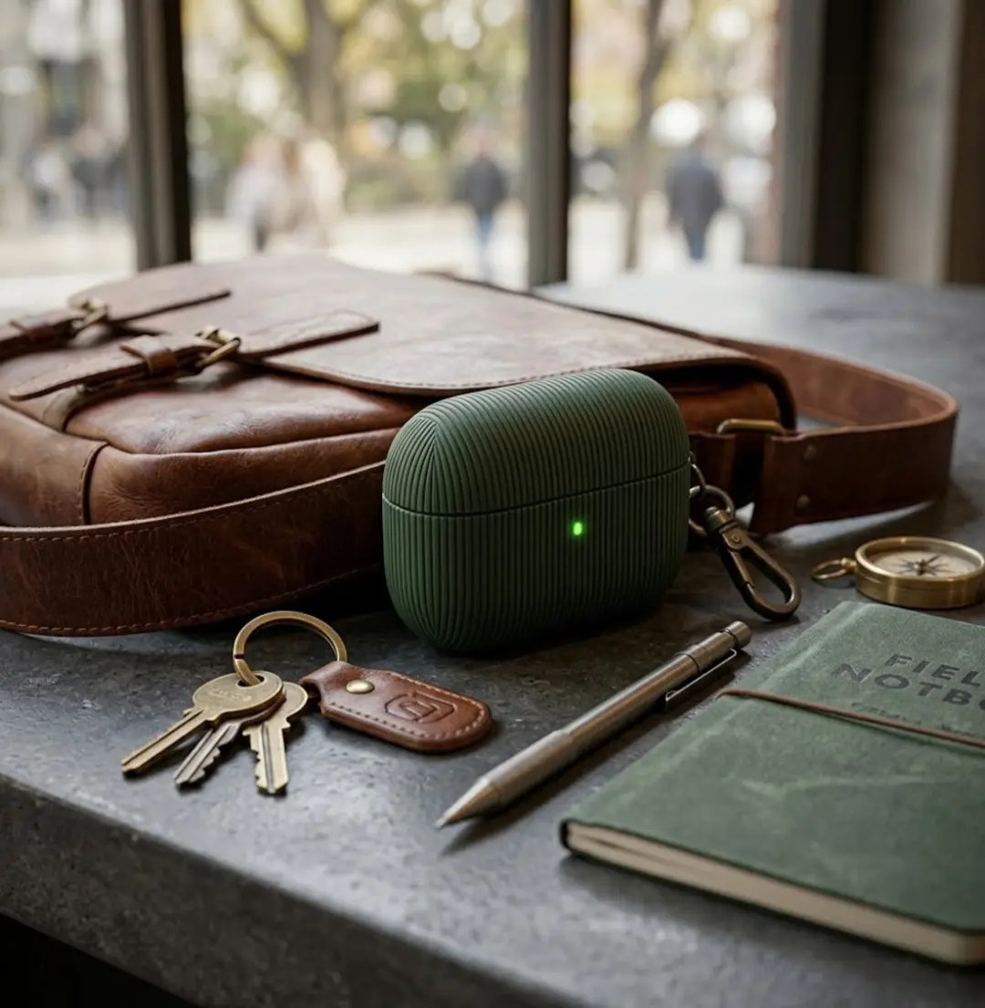 NuveX Luxe Geribd Hoesje AirPods Pro 2 - Groen - Met Sleutelhaak