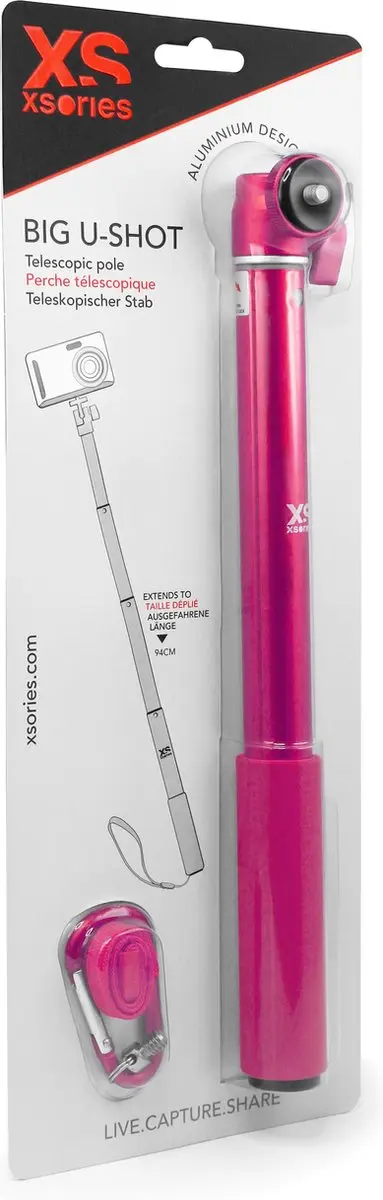 XSories Big U-Shot GoPro Accessoire - Roze 95cm