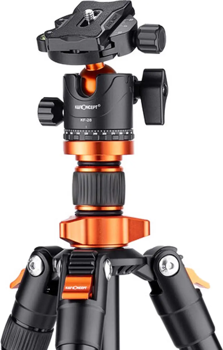 K&F Concept SA254M2 Statief - 4 Secties - Oranje/Zwart