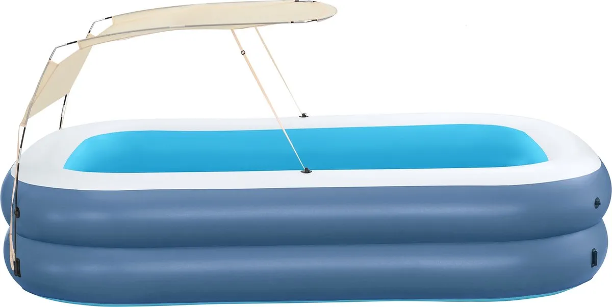 Bestway Opblaasbare Zwembad 2 Kamers Rechthoek met Toldo 254x178x140 cm +6 Jaar Tuin 54449