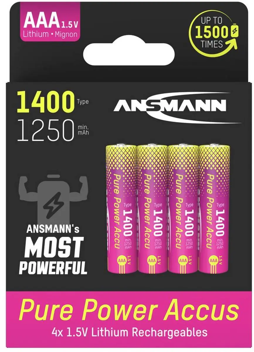Ansmann Pure Power Li-ion AAA 1250mAh - 4 Stuks