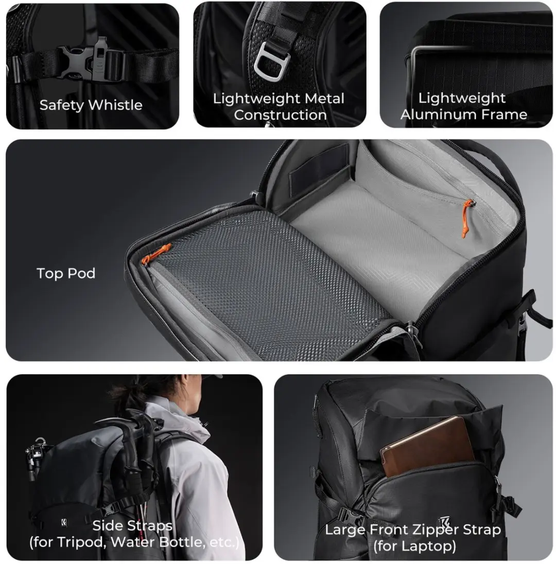 K&F Concept 40L Foto Rugzak - Champagne