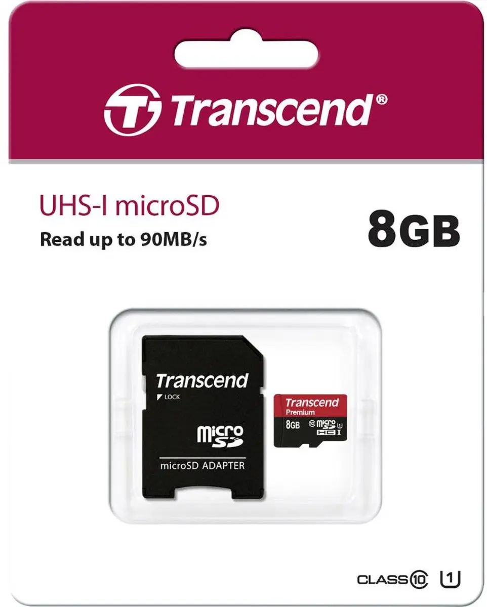 Transcend Premium UHS-I Micro SD 8GB TS8GUSDU1 - 300x