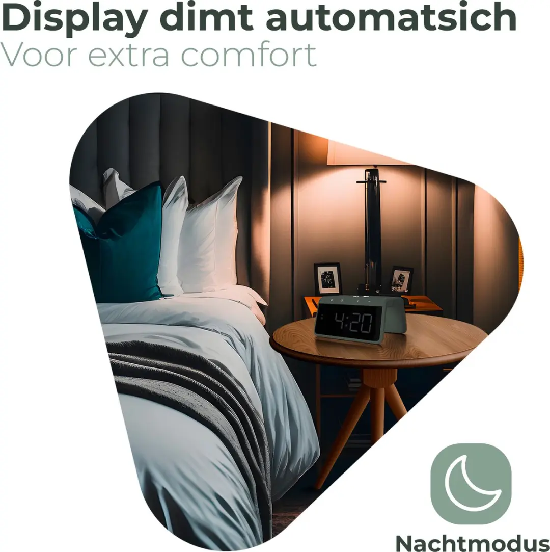 Caliber Wekker HCG019QI-MG - Draadloos opladen - Groen