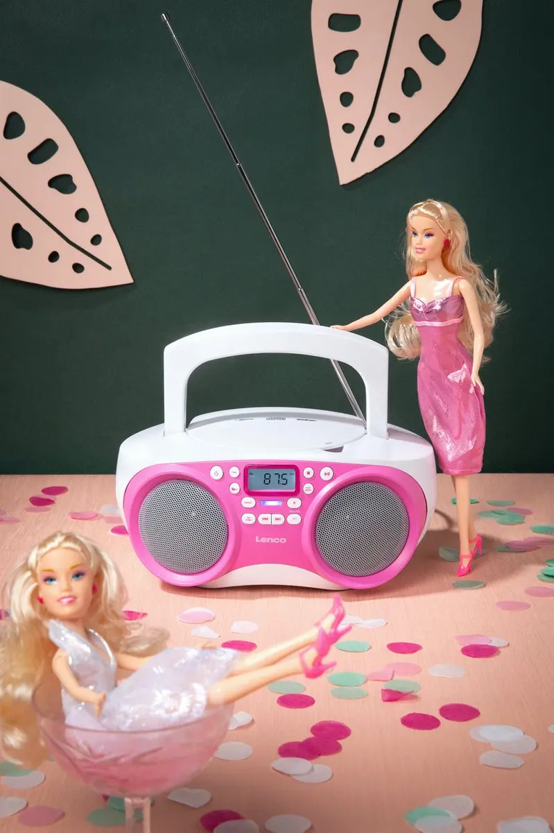 Lenco SCD-301PK Draagbare CD-speler - FM Radio USB MP3 - Wit-Roze - afbeelding 6 van 6