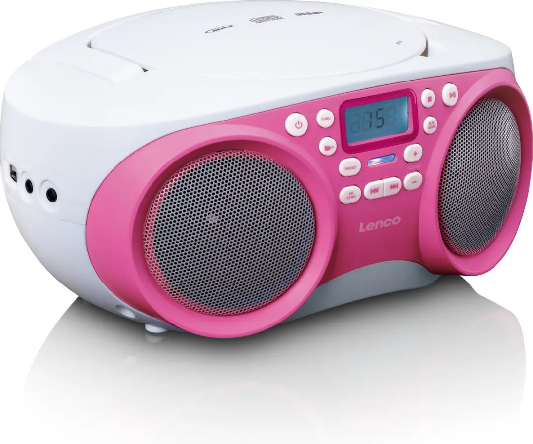 Lenco SCD-301PK Draagbare CD-speler - FM Radio USB MP3 - Wit-Roze