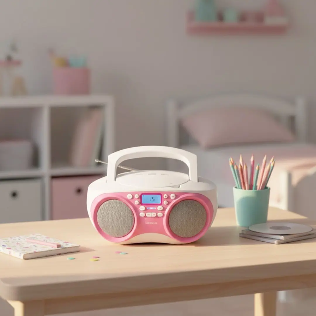 Lenco SCD-301PK Draagbare CD-speler - FM Radio USB MP3 - Wit-Roze