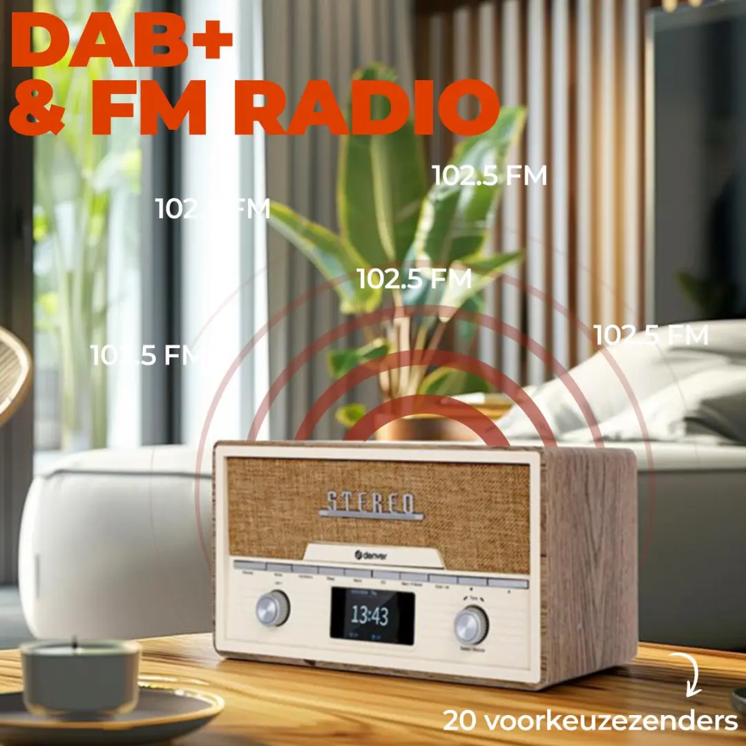 Denver DAB Radio CD Speler MDA525 - Lightwood
