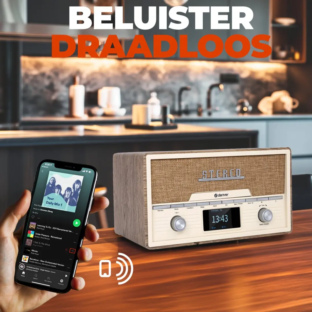 Denver DAB Radio CD Speler MDA525 - Lightwood
