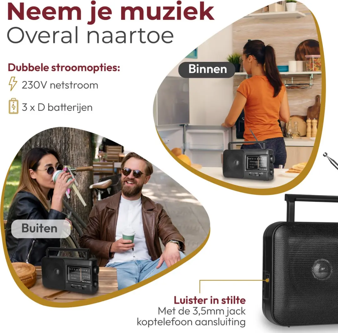 Caliber HPG317-B Noodradio - Zwart