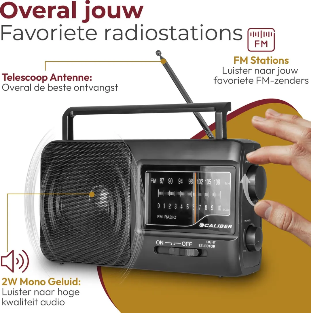 Caliber HPG317-B Noodradio - Zwart