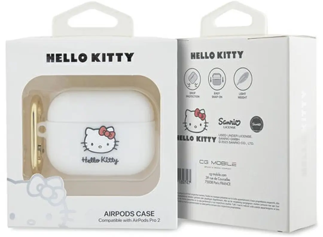 Hello Kitty Siliconen 3D Head Case AirPods Pro 2 - Wit