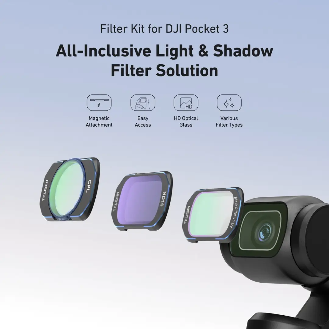 Telesin ND Filterkit DJI Osmo Pocket 3 - Magnetisch SCHOTT Glas - 4 Stuks - afbeelding 2 van 6