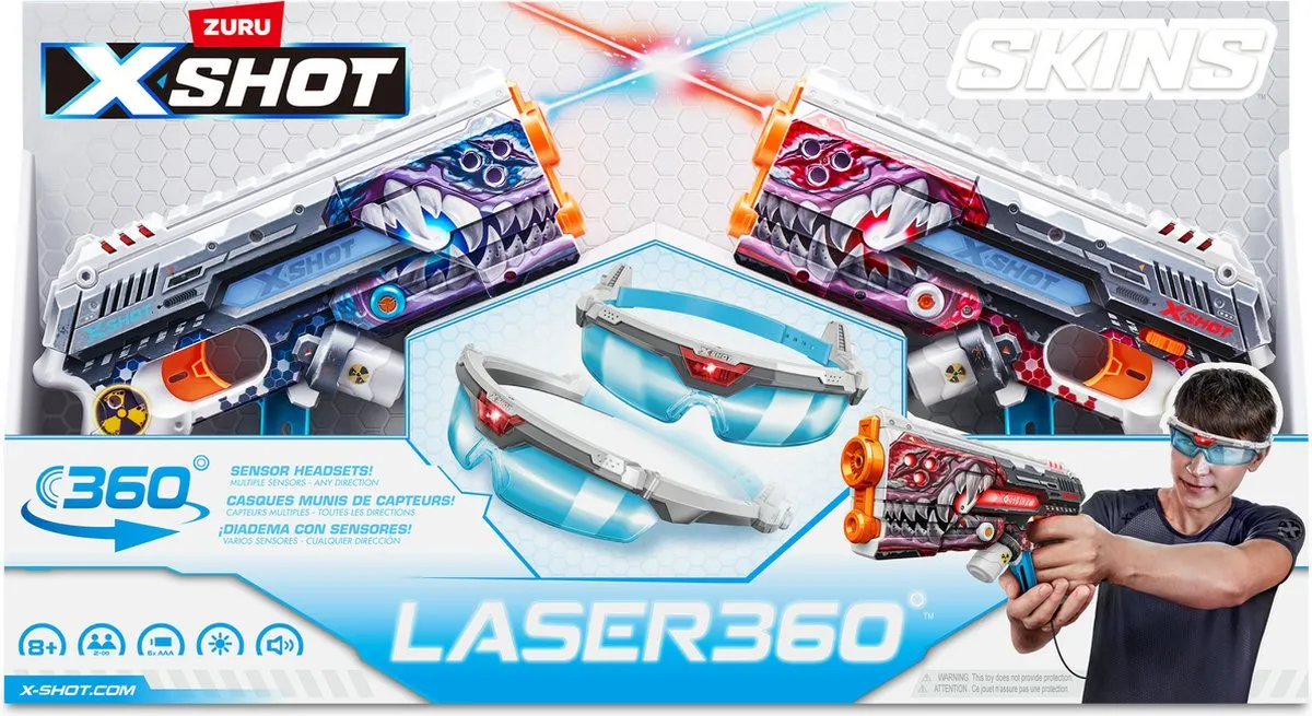 XSHOT Skins Laser 360° - 2 Laserblasters & Headsets - 36602