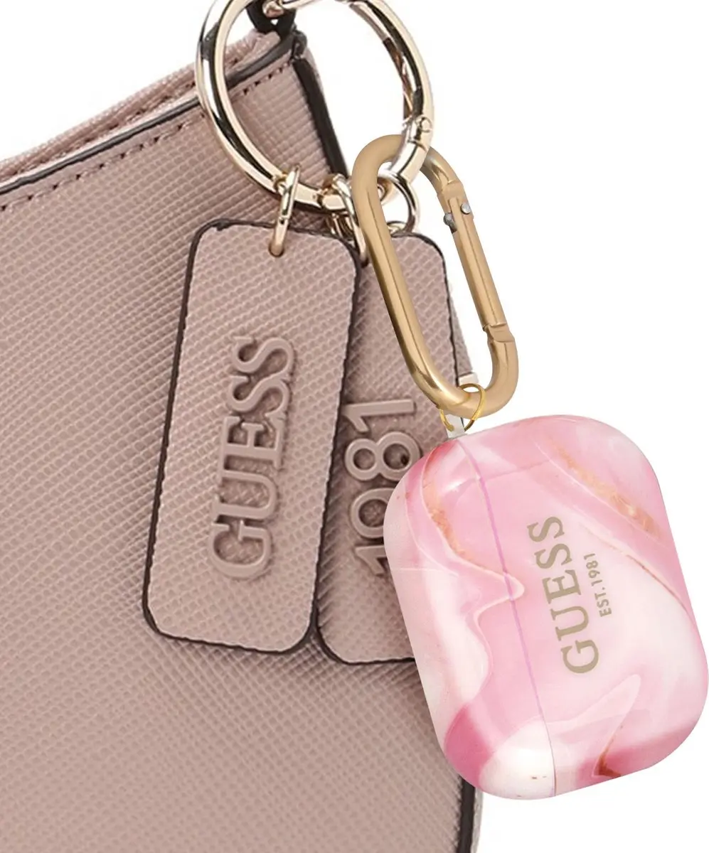 GUESS TPU Shiny Marble Case Apple AirPods Pro 1 - Roze
