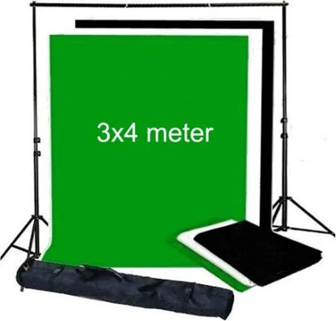 Bresser BR-BGS1 Achtergrondsysteem 3x4m - 2 Statieven - 2 Balken - Arctic White Doek