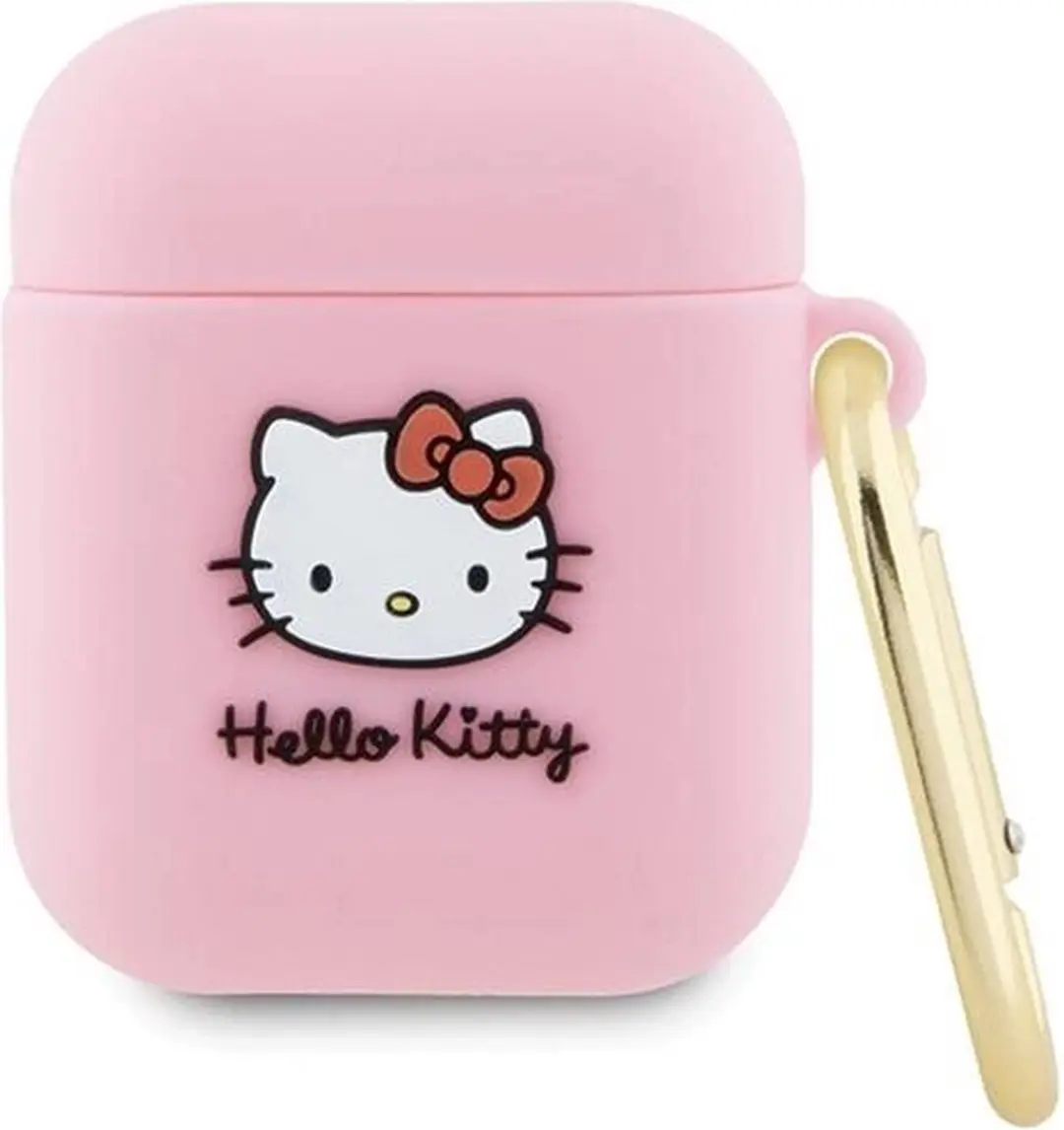 Hello Kitty Siliconen 3D Kitty Hoofdhoes AirPods 1/2 - Roze