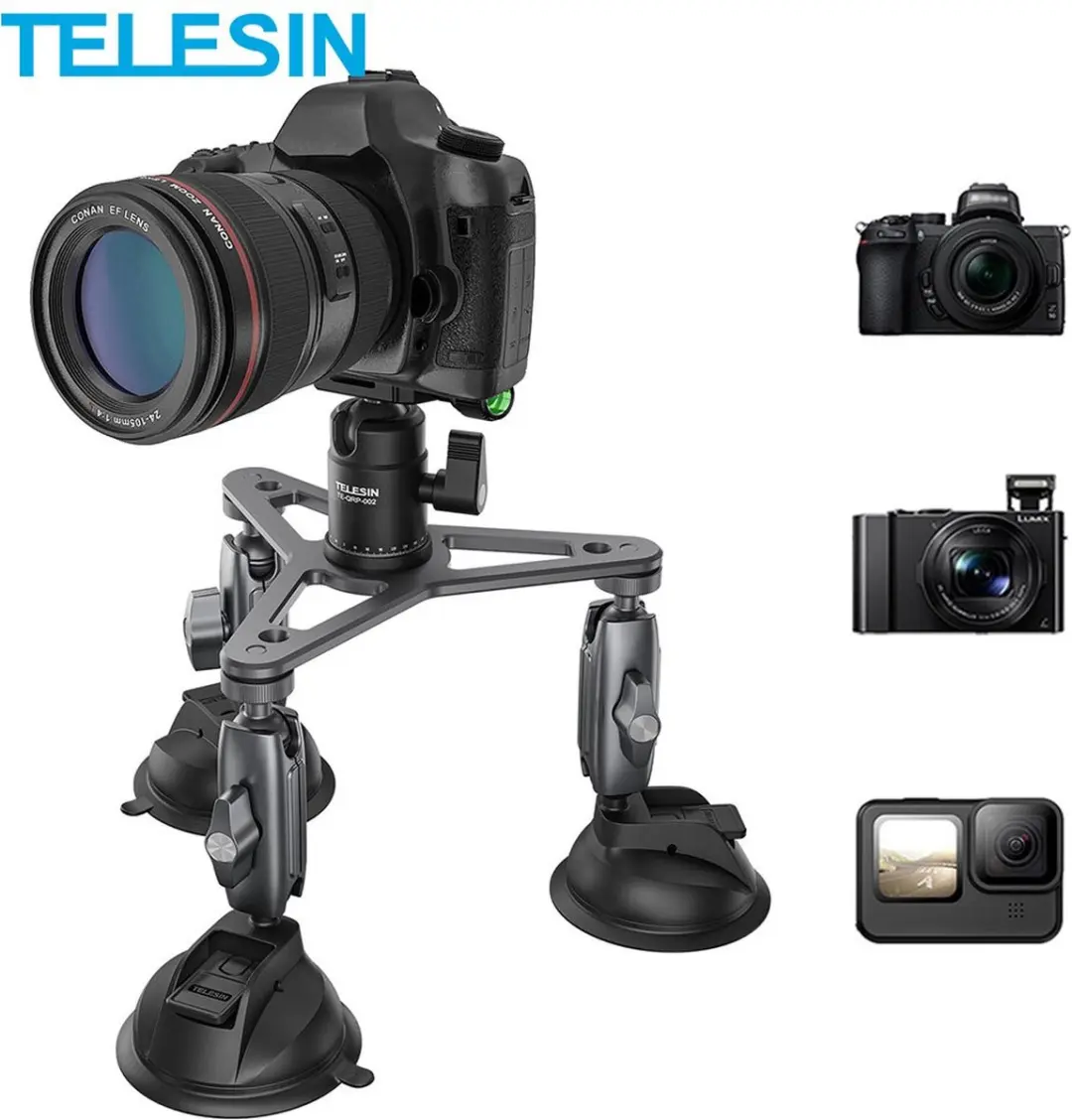 Telesin Three-Arm Suction Mount 360° - o.a. GoPro/Insta360 - afbeelding 2 van 6